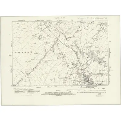 1919 Map of Northumberland nCX.NW, 1926 Print