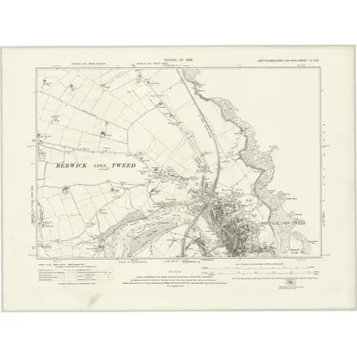 1922 Map of Northumberland nII.SW, 1926 Print