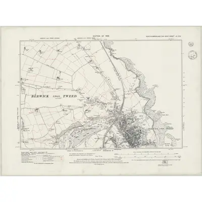 1922 Map of Northumberland nII.SW, 1945 Print