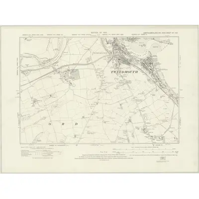 1922 Map of Northumberland nIV.NW, 1925 Print