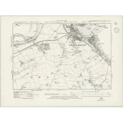 1922 Map of Northumberland nIV.NW, 1944 Print