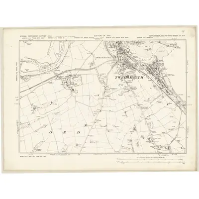 1938 Map of Northumberland nIV.NW, 1939 Print