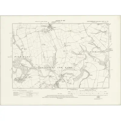 1921 Map of Northumberland nL.NE, 1925 Print