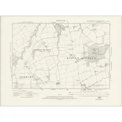 1921 Map of Northumberland nL.SE, 1925 Print