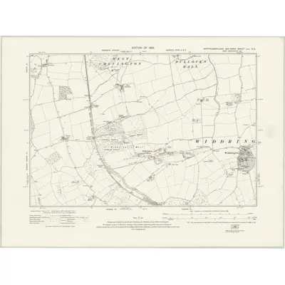 1921 Map of Northumberland nLI.SE, 1925 Print