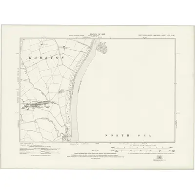 1921 Map of Northumberland nLII.NW, 1925 Print