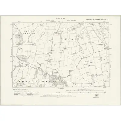 1921 Map of Northumberland nLIX.SE, 1924 Print