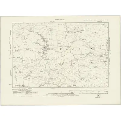1921 Map of Northumberland nLVII.NE, 1925 Print