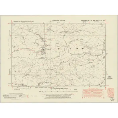 1948 Map of Northumberland nLVII.NE, 1951 Print