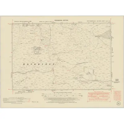 1945 Map of Northumberland nLVII.SE, 1952 Print
