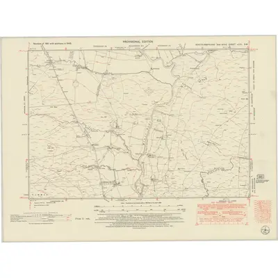1945 Map of Northumberland nLVII.SW, 1951 Print