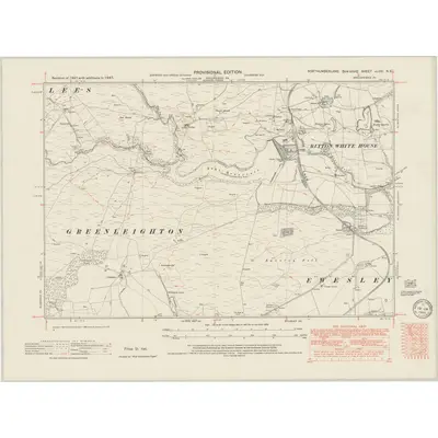 1947 Map of Northumberland nLVIII.NE, 1949 Print