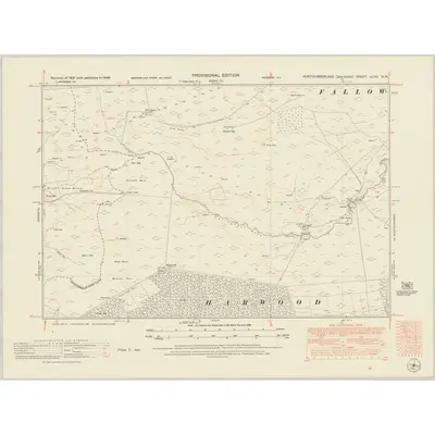 1948 Map of Northumberland nLVIII.NW, 1951 Print