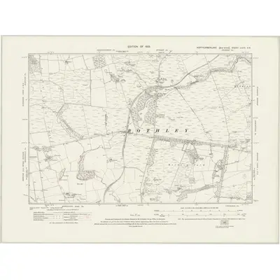 1921 Map of Northumberland nLVIII.SE, 1925 Print