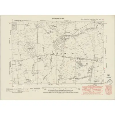 1947 Map of Northumberland nLVIII.SE, 1949 Print