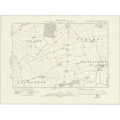 1921 Map of Northumberland nLX.NW, 1924 Print