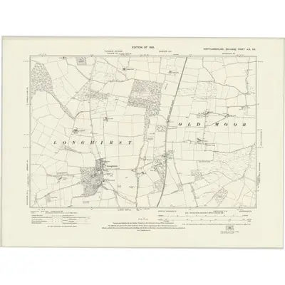 1921 Map of Northumberland nLX.SE, 1924 Print