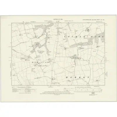 1921 Map of Northumberland nLX.SW, 1924 Print