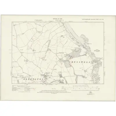 1921 Map of Northumberland nLXI.NW, 1924 Print
