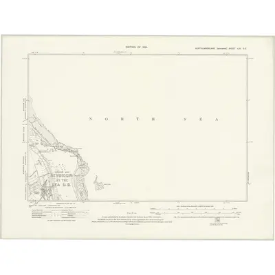 1921 Map of Northumberland nLXI.SE, 1924 Print