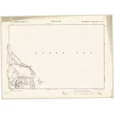 1938 Map of Northumberland nLXI.SE, 1939 Print