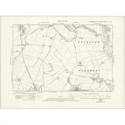 1921 Map of Northumberland nLXI.SW, 1924 Print
