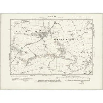 1921 Map of Northumberland nLXIX.NE, 1924 Print