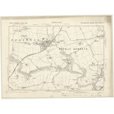1938 Map of Northumberland nLXIX.NE, 1939 Print
