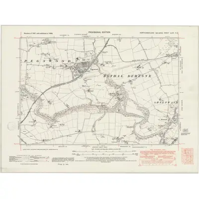 1938 Map of Northumberland nLXIX.NE, 1947 Print