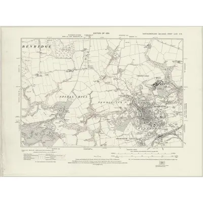 1921 Map of Northumberland nLXIX.NW, 1924 Print