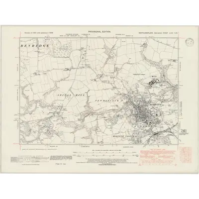 1938 Map of Northumberland nLXIX.NW, 1947 Print