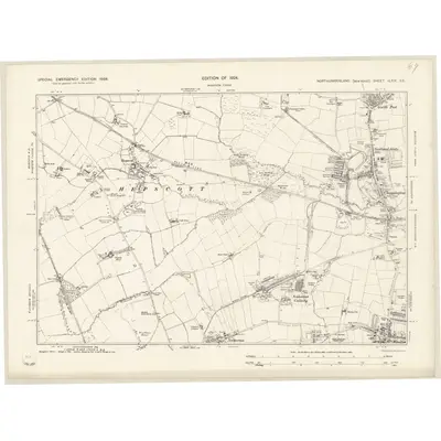 1938 Map of Northumberland nLXIX.SE, 1939 Print