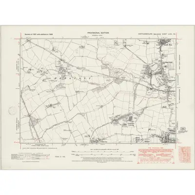 1938 Map of Northumberland nLXIX.SE, 1947 Print