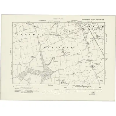 1921 Map of Northumberland nLXIX.SW, 1924 Print