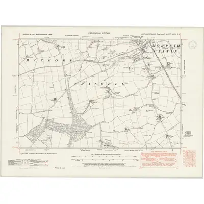 1938 Map of Northumberland nLXIX.SW, 1947 Print
