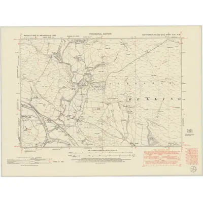 1948 Map of Northumberland nLXV.NW, 1951 Print