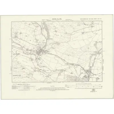 1920 Map of Northumberland nLXV.SE, 1925 Print