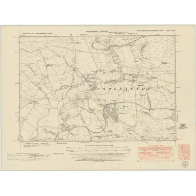 1948 Map of Northumberland nLXVI.NW, 1951 Print
