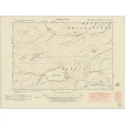1948 Map of Northumberland nLXVI.SE, 1951 Print