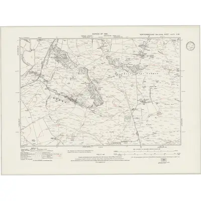 1921 Map of Northumberland nLXVI.SW, 1945 Print