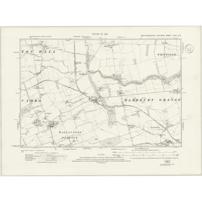 1921 Map of Northumberland nLXVII.NE, 1924 Print