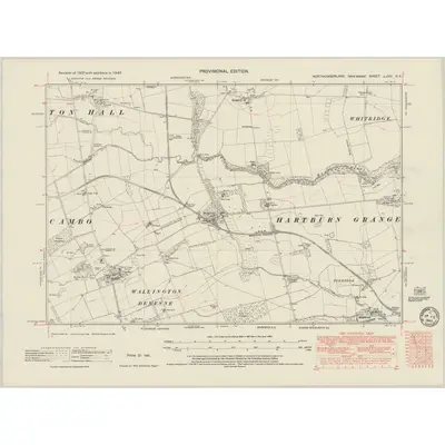 1947 Map of Northumberland nLXVII.NE, 1949 Print