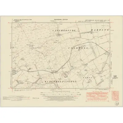 1948 Map of Northumberland nLXVII.NW, 1951 Print