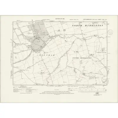 1920 Map of Northumberland nLXVII.SE, 1924 Print