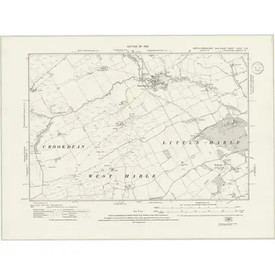 1920 Map of Northumberland nLXVII.SW, 1924 Print