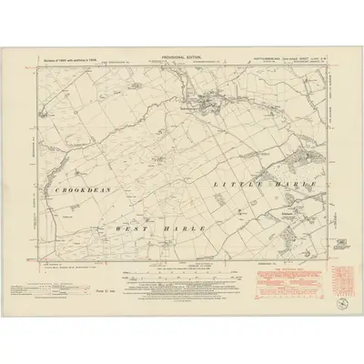 1948 Map of Northumberland nLXVII.SW, 1951 Print