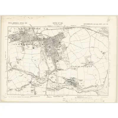 1938 Map of Northumberland nLXX.NW, 1939 Print