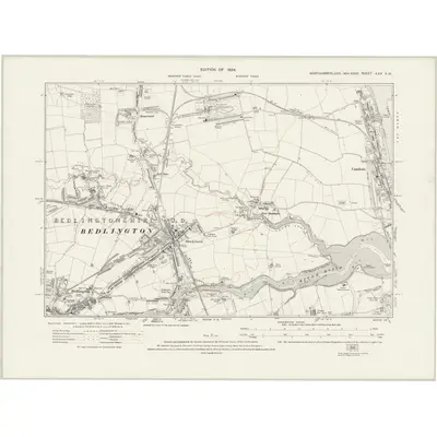 1920 Map of Northumberland nLXX.SW, 1924 Print