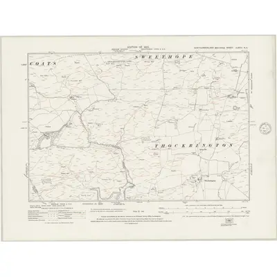 1920 Map of Northumberland nLXXIV.NE, 1947 Print
