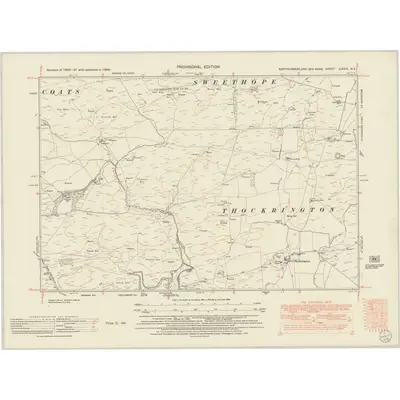 1946 Map of Northumberland nLXXIV.NE, 1952 Print